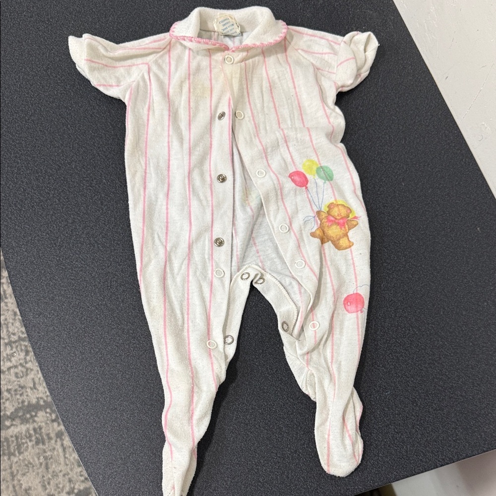 Striped White and Pink Kids One Piece